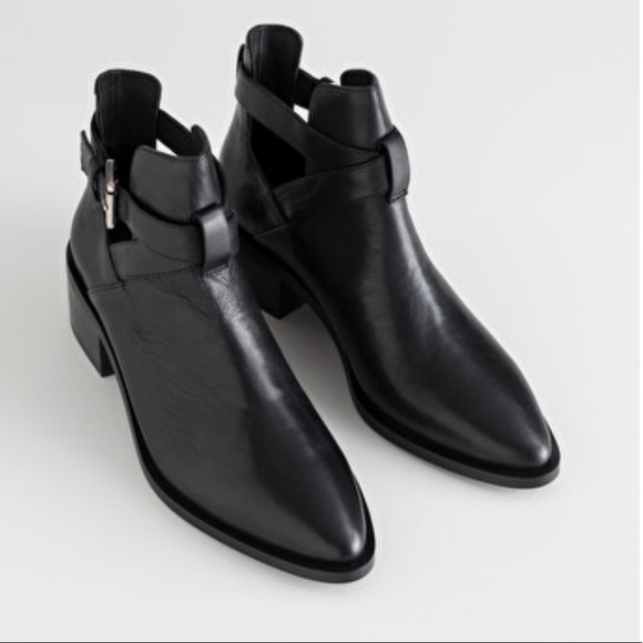 & Other Stories Cut Out Leather Ankle Boots - Picture 1 of 8